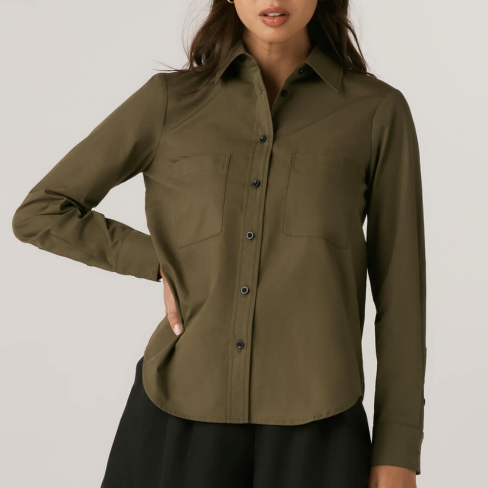 NWOT VETTA The Poplin Shirt Fern Green Size Small